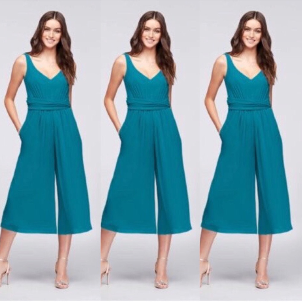 Tie-Back Crinkle Chiffon Bridesmaid Jumpsuit
